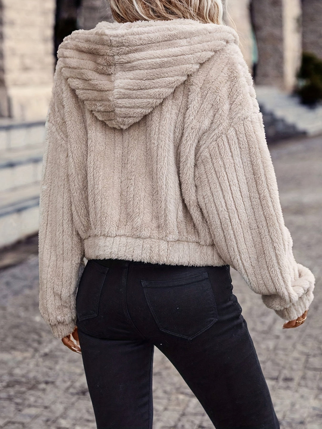 Drune | Fleecejacke Beige - Kuschelige Kurzjacke