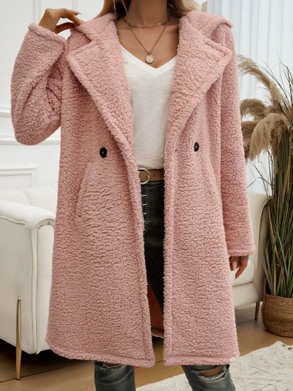 Drune | Basic Teddy Jacke mit Kapuze Damen