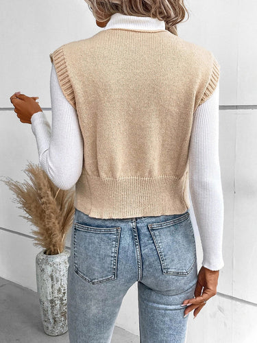 Drune | Stilvolle Herbst Klassische Knopfverschluss V-Hals Pullover Weste Für Frauen