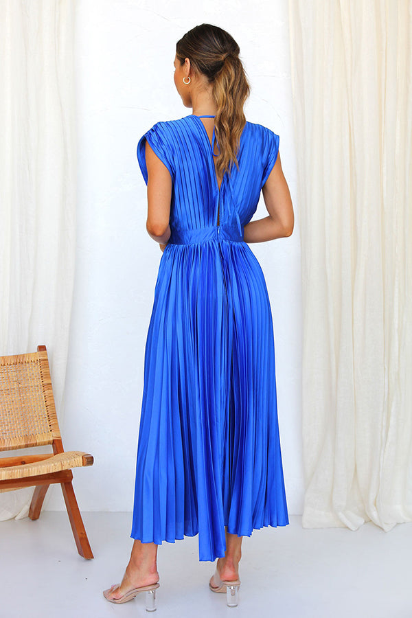 Drune | Hallo Schöne Satin Plissee Midi Kleid