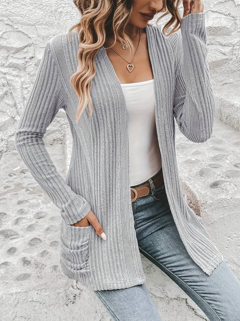 Drune | Langärmliger Strickjacke Mit Offener Vorderseite Und Zwei Taschen
