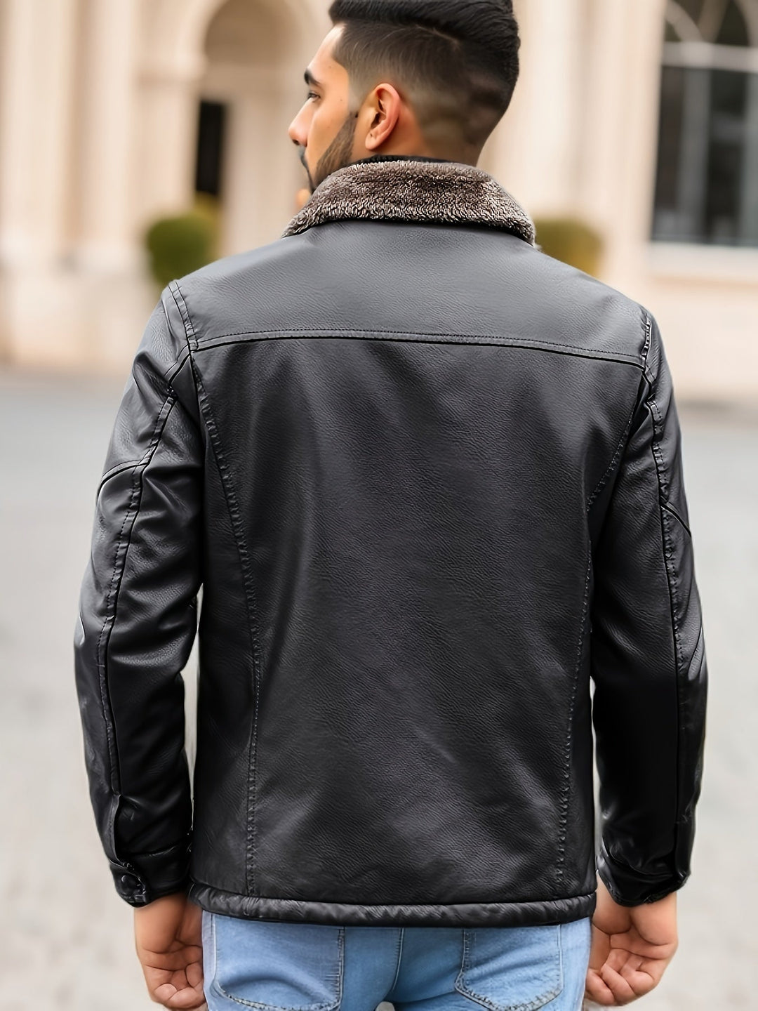 Drune |  Fleece Gefütterte PU Leder Winterjacke Für Herren - Perfekt für Outdoor-Aktivitäten