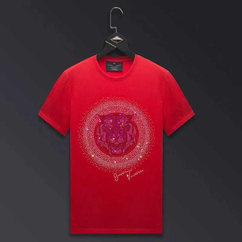 Drune | Herren T-Shirt mit Tigerkopf und Strass