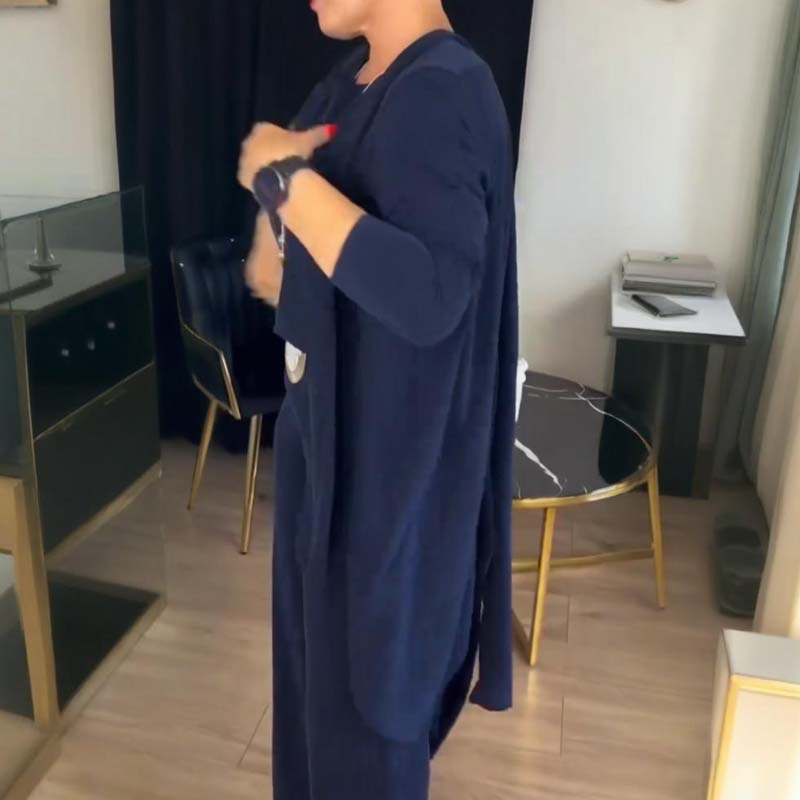 Drune | Stylish 3-piece set consisting of a long cardigan, top and trousers