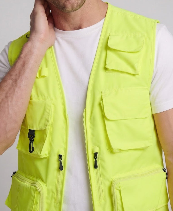 Herren multifunktionale Outdoor-Utility‑Weste mit zahlreichen Taschen und Netzfutter Drune