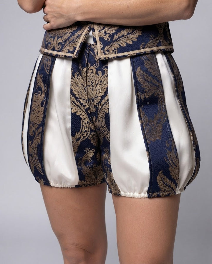 Damen Pompöse Shorts mit elegantem Muster und elastischem Bund Drune