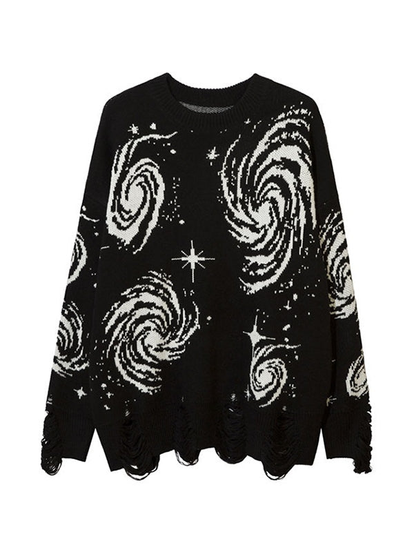 Drune | Farbe Vintage Druck Zerrissene Sweatshirt