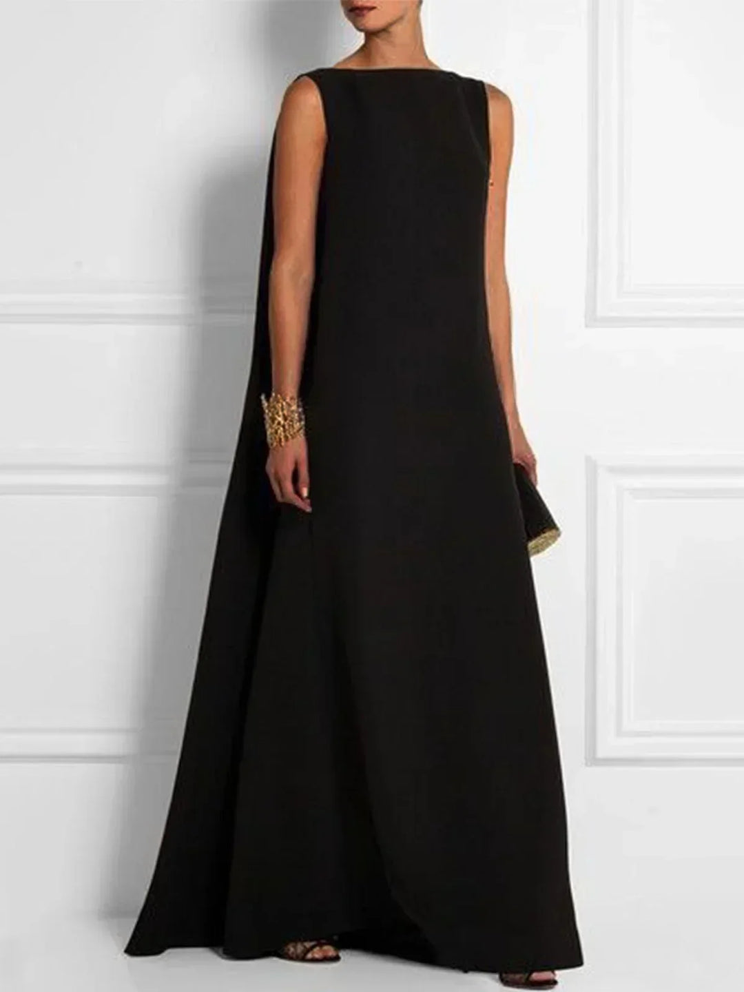 Drune | Ärmelloses Gewebtes Vintage Kleid mit Rundhalsausschnitt