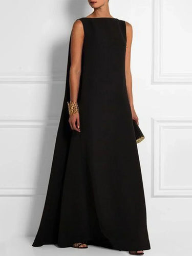 Drune | Ärmelloses Gewebtes Vintage Kleid mit Rundhalsausschnitt