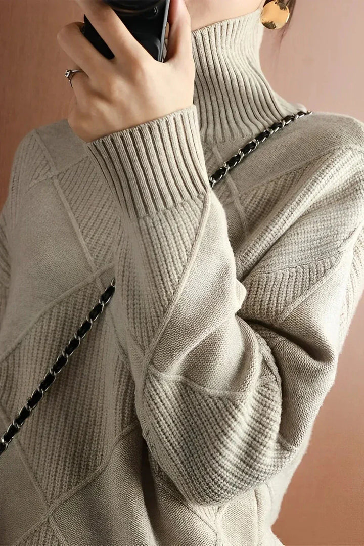 Drune | Pullover - Damen Diamant Strick Rollkragenpullover