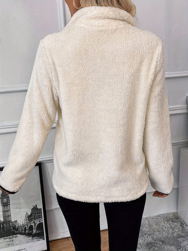 Drune | Kuscheliger Teddy-Pullover mit Reißverschluss Damen