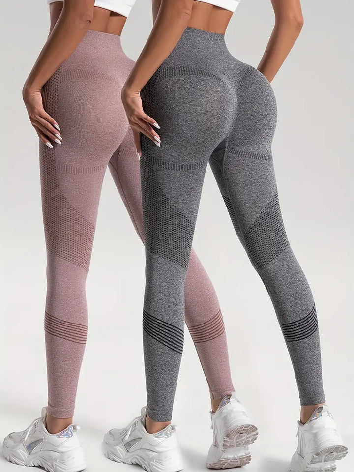 Drune | 2 Stk. Sport Leggings für Yoga und Fitness Einfarbige Farbe mit Hohem Stretch.