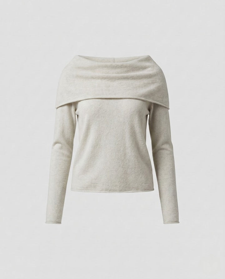 Damen Feinstrick-Pullover mit überschnittener Carmen-Kragenpartie und taillierter Passform Drune