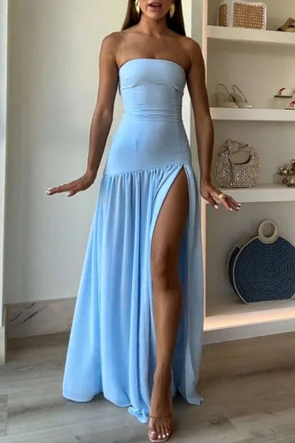 Drune | Eden Patchwork Semi-Transparent Chiffon Strapless Maxi-Kleid