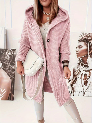 Drune | Knielange lässige Wolljacke mit Kapuze für Damen - Perfekt für informelle Tage