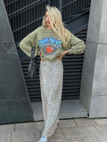 Drune | Damenmode Lässig Einfach Sequined Rock