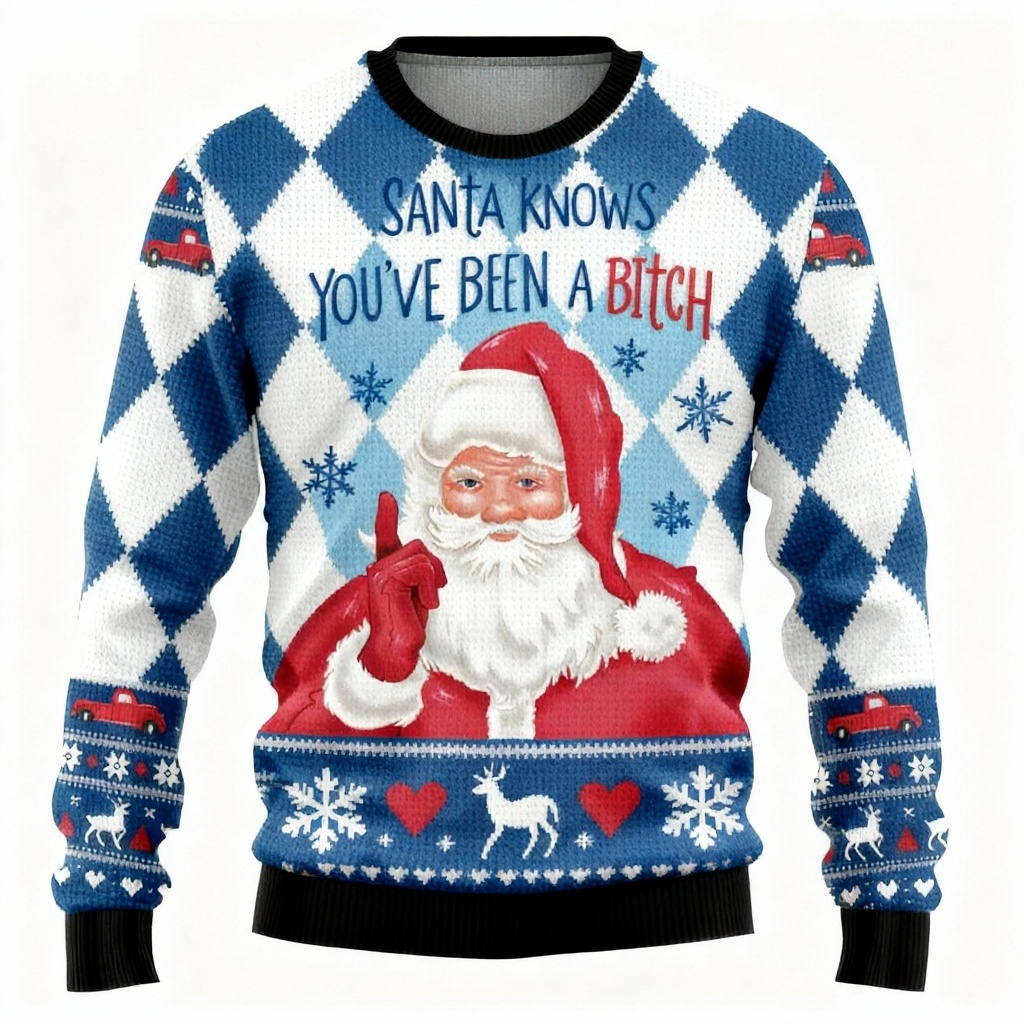 Drune | Hässliche Weihnachtsfest Pullover Party [2025] | Farbiges Weihnachtsmann Design Edition
