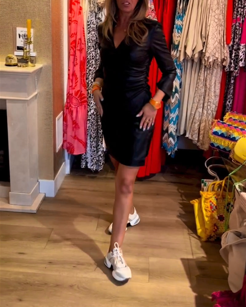 Drune | Ausschnitt Pu Bodycon Kleid