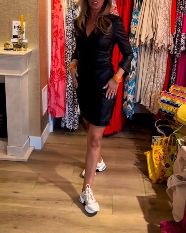 Drune | Ausschnitt Pu Bodycon Kleid