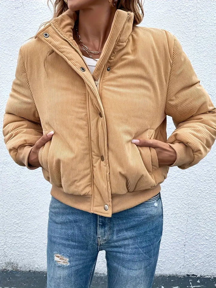 Drune | Cordjacke mit Reißverschluss und Knopfverschluss