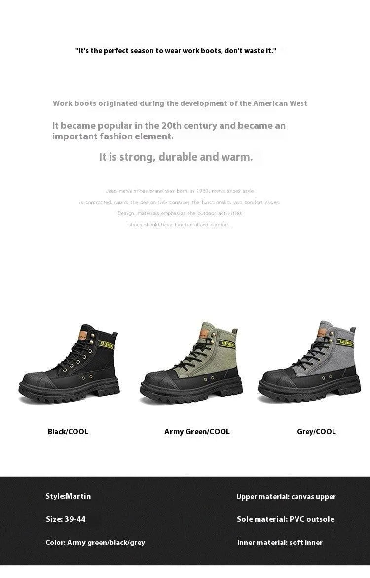 Drune | Herren lässige sportliche Canvas Stiefel mit dicker Sohle