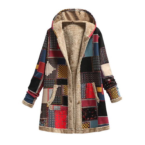 Drune | elegante und warme Patchwork-Pulloverjacke aus Lammfell für Damen