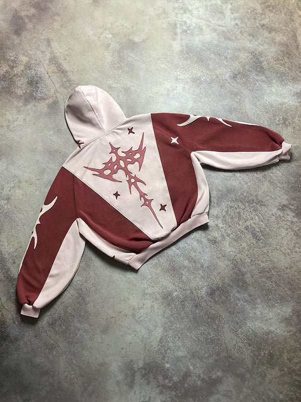 Drune | Kontrastfarbe Buchstaben Oversized Hoodie mit langen Ärmeln