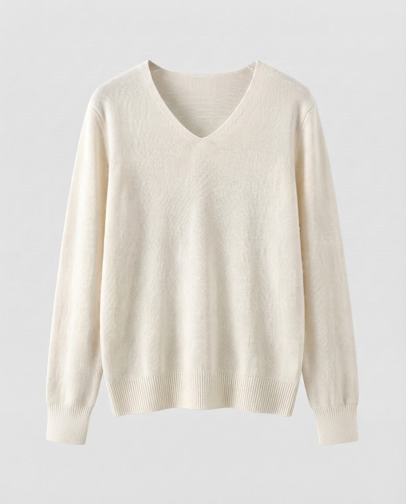 Damen Feinstrick-V-Ausschnitt-Pullover aus kuscheligem Angora-Mix Drune