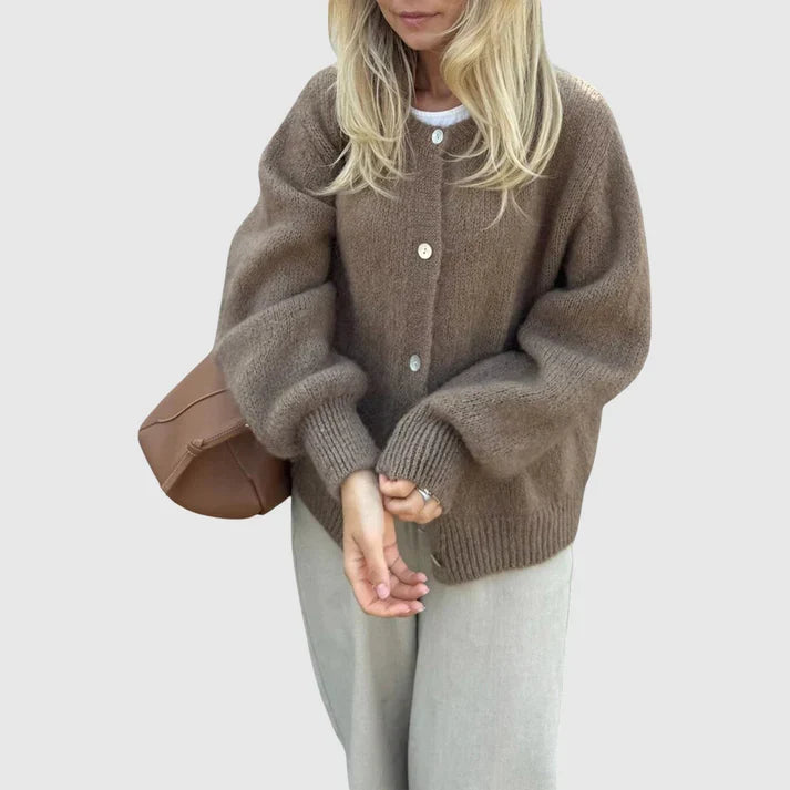 Drune | Damen Cardigan mit Rundhalsausschnitt und Knopfverschluss
