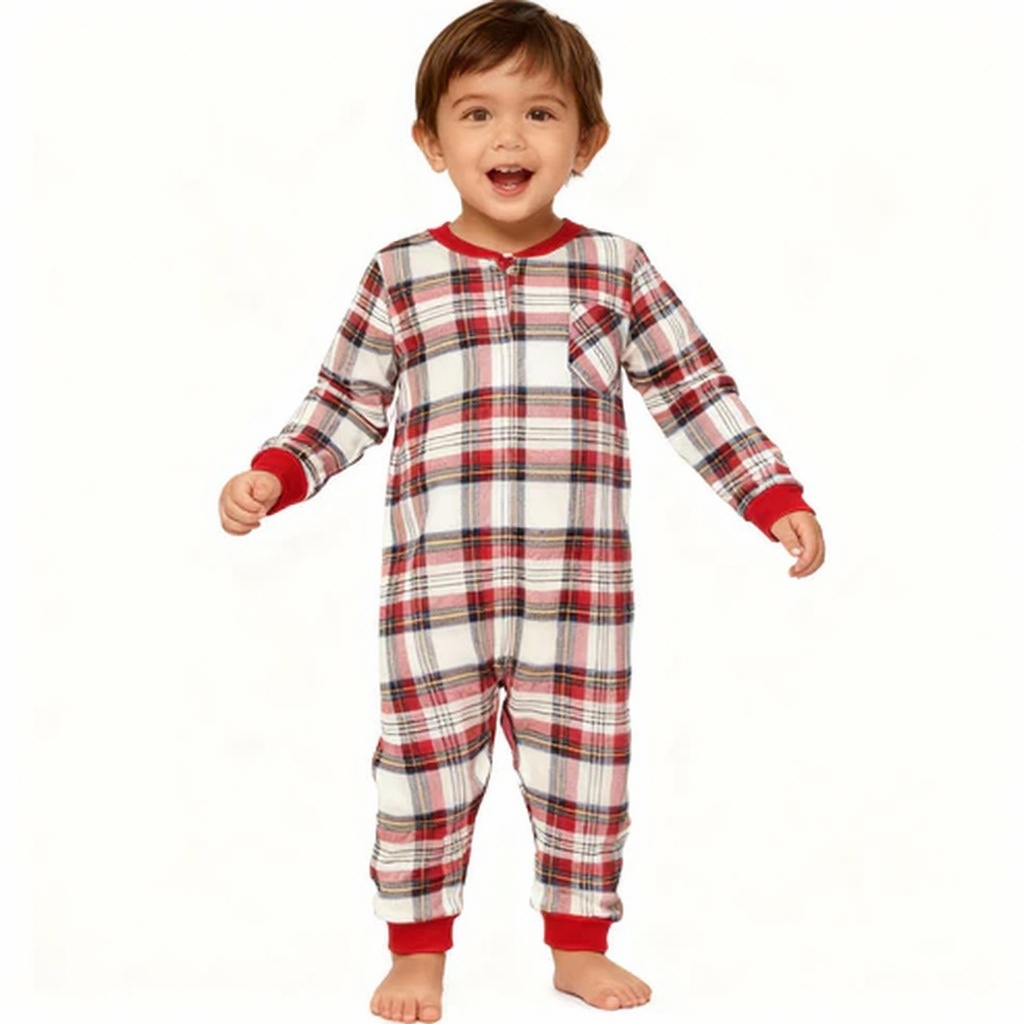 Drune | Urlaub Familie Rot Karierter Knopf-Front Passende Pyjama Set