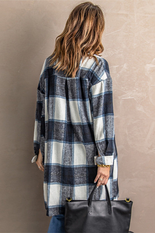 Drune | Strick Lange Lässige Tweed Karo Jacke