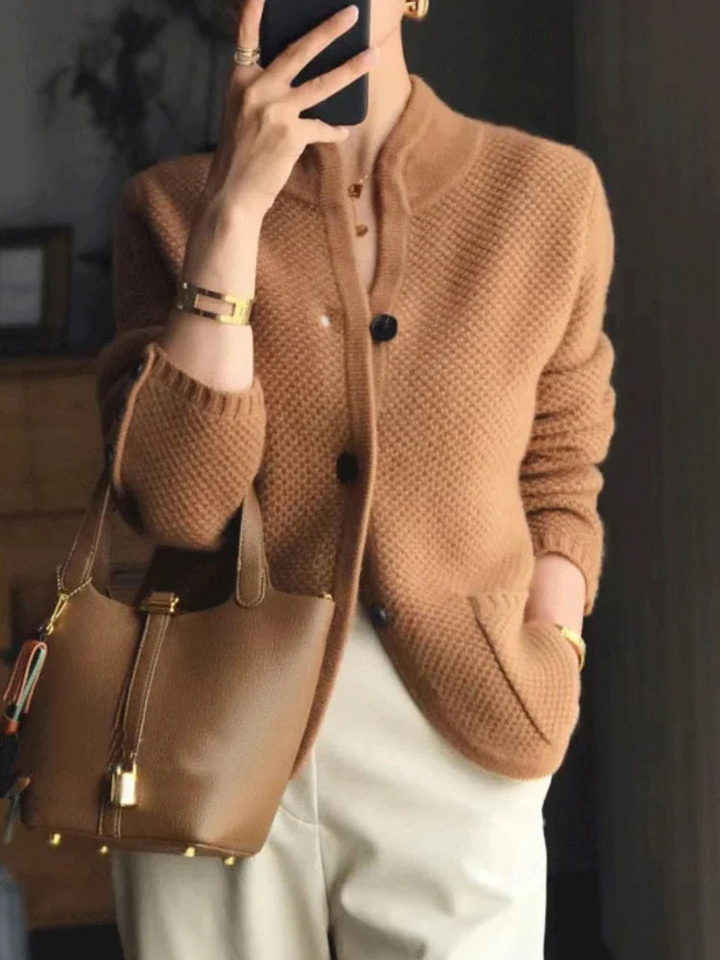 Drune | Eleganter Strickcardigan mit Hohem Kragen