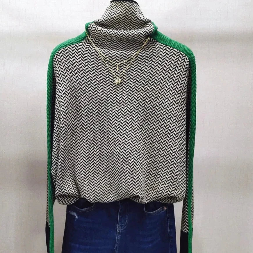 Drune Geometrisch gestrickter Rollkragenpullover