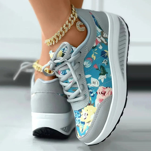 Blumenmuster Plattform Sneaker Drune