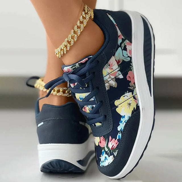 Blumenmuster Plattform Sneaker Drune