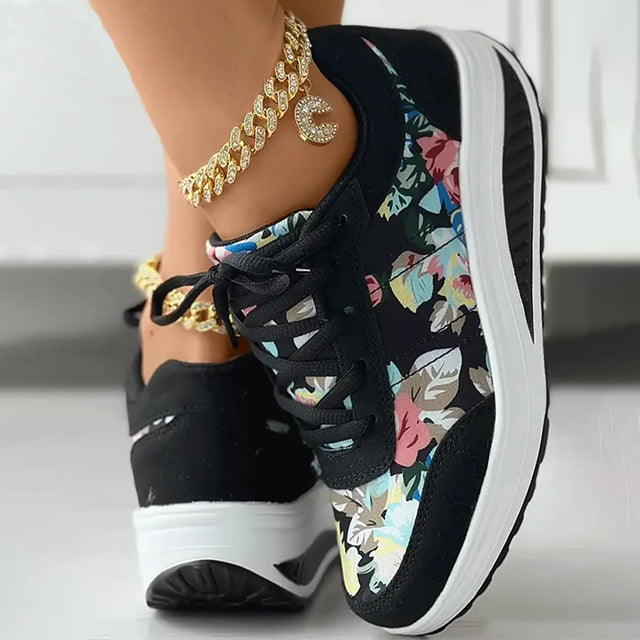 Blumenmuster Plattform Sneaker Drune