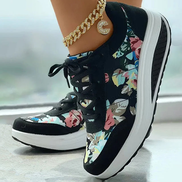 Blumenmuster Plattform Sneaker Drune