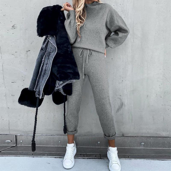 Drune | Gemütlicher Anzug Lässiger Pullover Mit Ballonärmeln Hochtaillierte Jogginghosen Mit Kordelzug