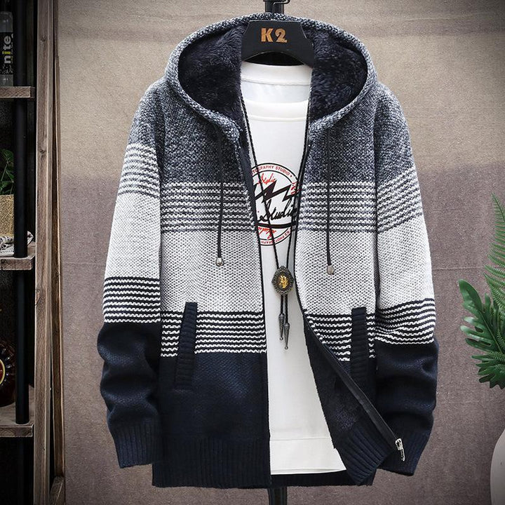 Drune | Strick Kapuzenpullover Reißverschluss Bequem Ribbed Bündchen Und Saum