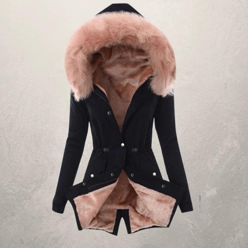 Drune | Parka-Jacke mittellang Fit Mit Kunstpelz gefüttert Kapuze mit Knopfverschluss