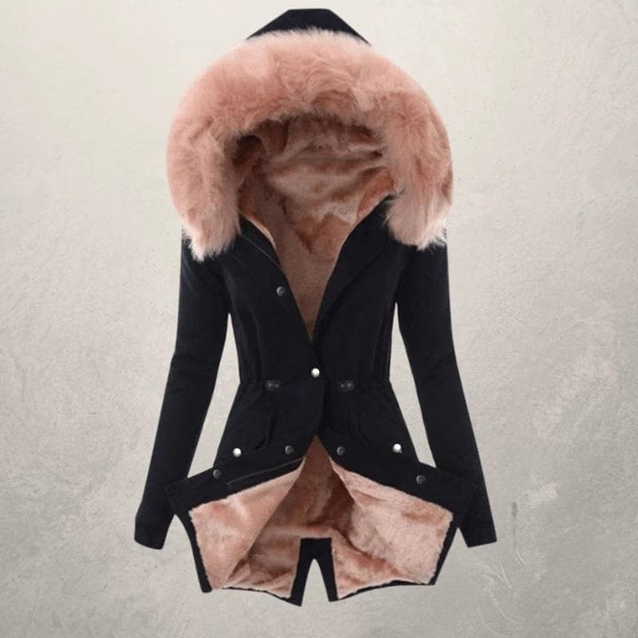 Drune | Parka-Jacke mittellang Fit Mit Kunstpelz gefüttert Kapuze mit Knopfverschluss