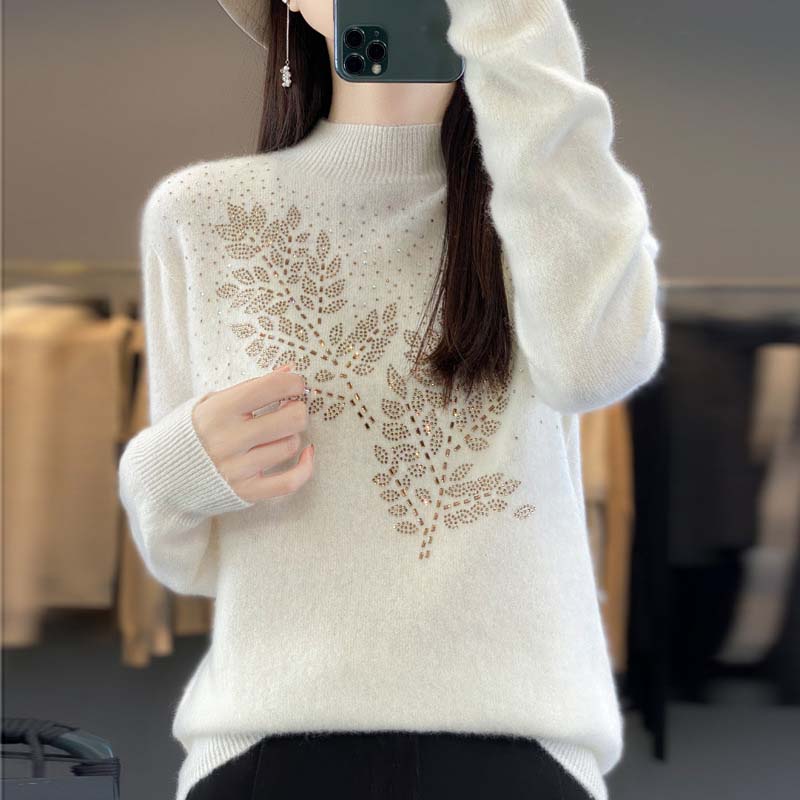 Drune | Strickpullover Mit Zartem Blättermuster