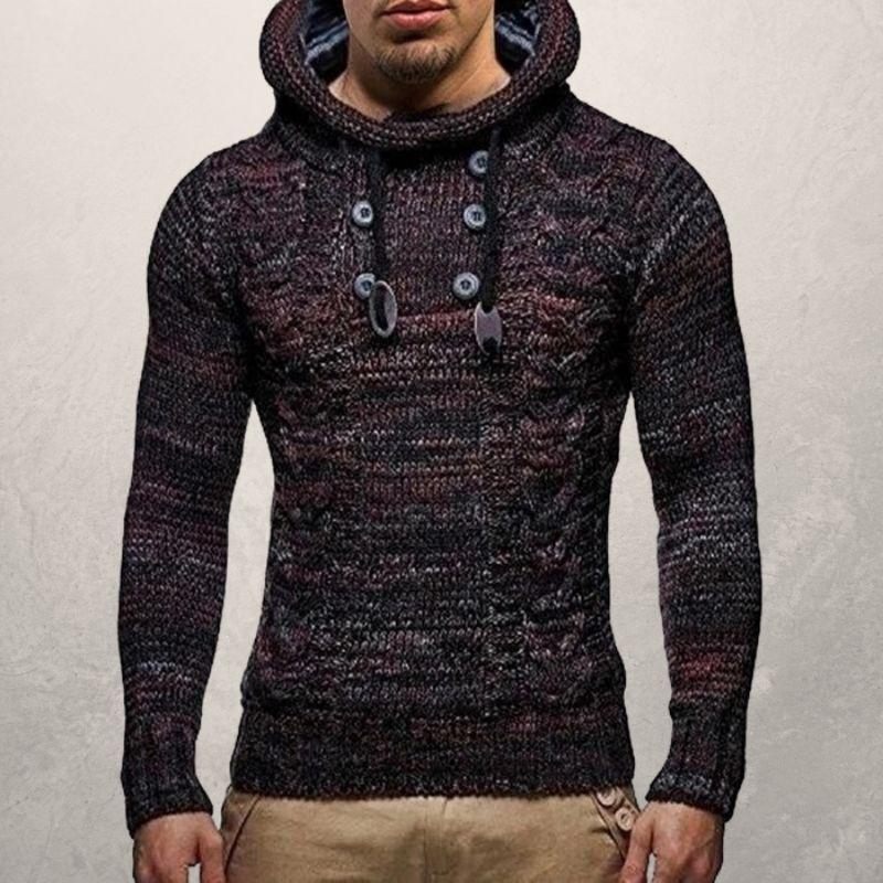 Drune | Wool Kabelstrick Kapuzenpullover Slim Passform Pullover