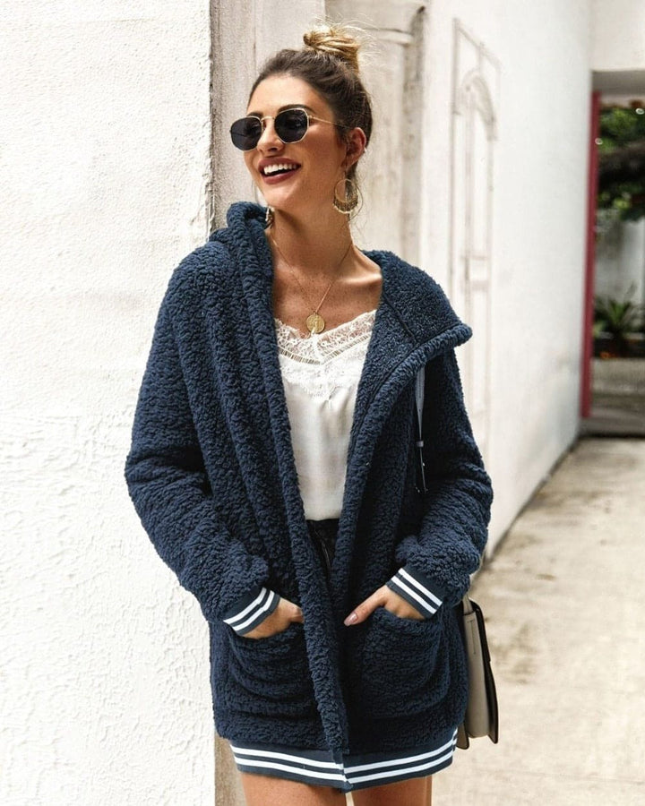 Drune | Fleecejacke Übergroß Sherpa Kapuze Und Große Taschen Weich Und Warm