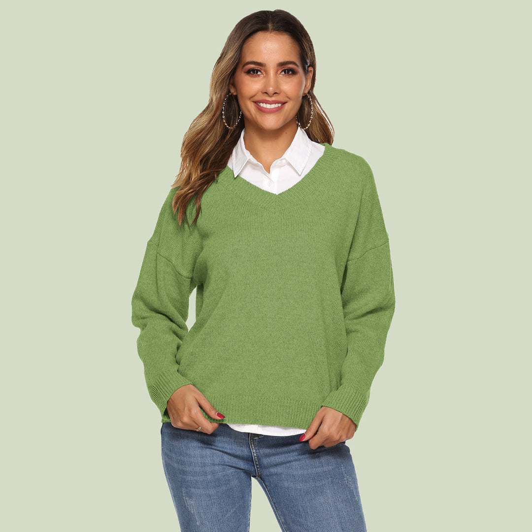 Drune | Strickpullover - V-Ausschnitt - Lockere Passform - Lange Ärmel - Weich und Bequem
