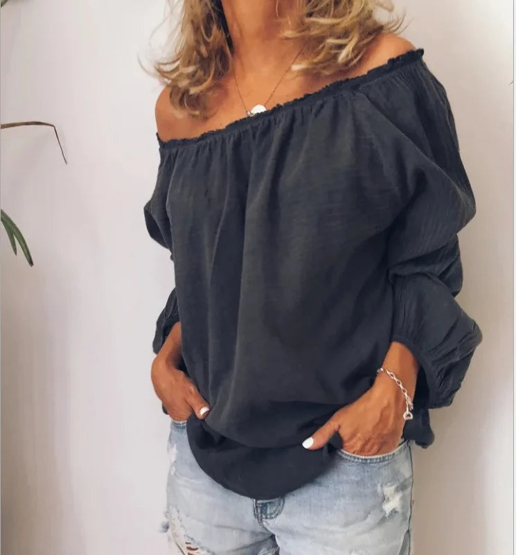 Drune | Off Shoulder Bluse mit Eleganten Ballonärmeln