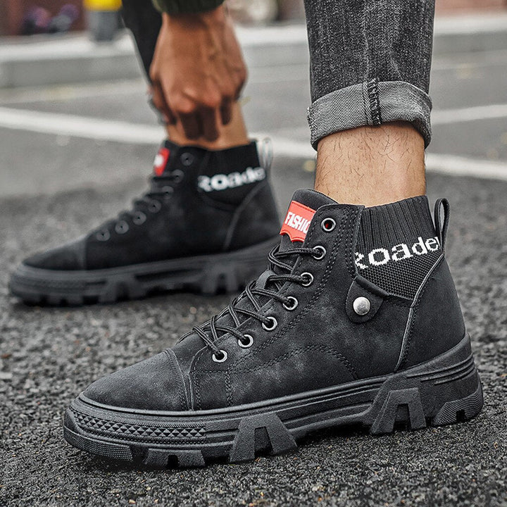 Drune | Schuhe Hohe Sneaker Strapazierfähige Sohle Schnürung Bequemer Rippkragen