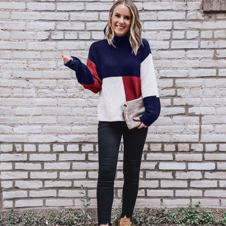 Drune | Strickpullover - Oversized Fit - Blockmuster - Weich und Warm
