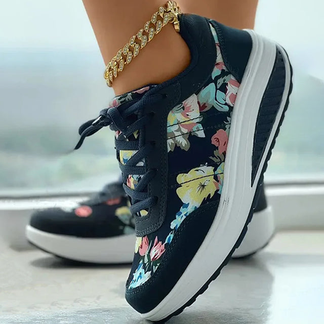Blumenmuster Plattform Sneaker Drune