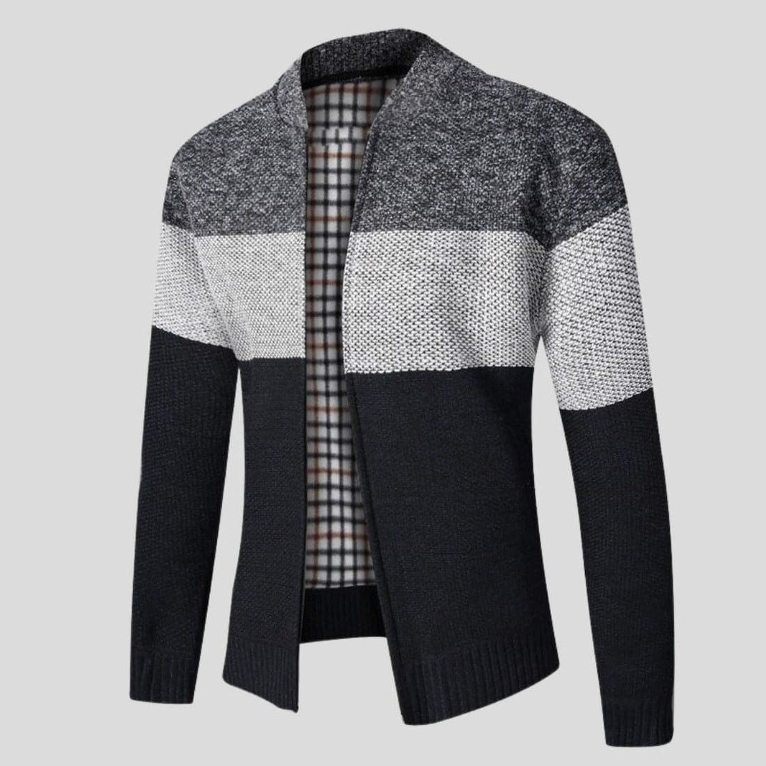 Drune | Strickjacke Reißverschluss Gerippter Kragen, Bündchen Und Saum Bequeme Passform